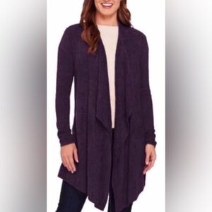 Barefoot Dreams women’s Bamboo Chic Lite cardigan in purple. Size L/XL